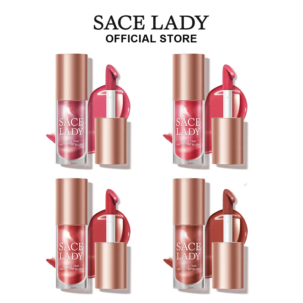 SACE LADY 4-Piece Cheek Lip Set, Long-Lasting Natural Matte Liquid Blush, 5.5g Blend Silky Facial Makeup Set, Nourishing Make Up Kits for Face & Lips, All Skin