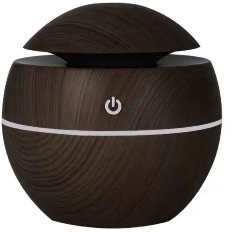Mushroom Hollowed-out Wood Grain Humidifier & Aroma Diffuser with USB Connection Seven-color Gradient Light Ultra-quiet Operation 200ml Capacity for Office Home Bedroom Birthday Gift