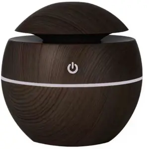 Mushroom Hollowed-out Wood Grain Humidifier & Aroma Diffuser with USB Connection Seven-color Gradient Light Ultra-quiet Operation 200ml Capacity for Office Home Bedroom Birthday Gift