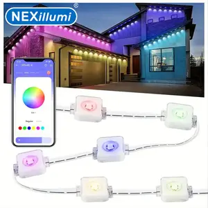 Valentine's Day gift   Nexillumi Outdoor Continuous Light 100-200Ft, Intelligent RGB IC Eaves Light, Individual LED Lighting, 72 Scene Modes, IP68 Waterproof Outdoor Lighting, Home Decoration, Holiday Decor Lighting.