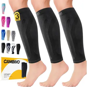 3-Pair Calf Compression Sleeves for Men & Women – Footless Socks for Shin Splints & Leg Pain Relief, 1 Pair Available
