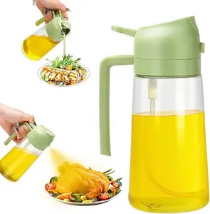 Olive Oil Spray Bottle (Glass Body) — 2-in-1 Pouring & Fine Mist Spray Design; Ideal for Cooking, Air Fryers, Salads, and Grilling; Refillable & Leak-Proof (Green)