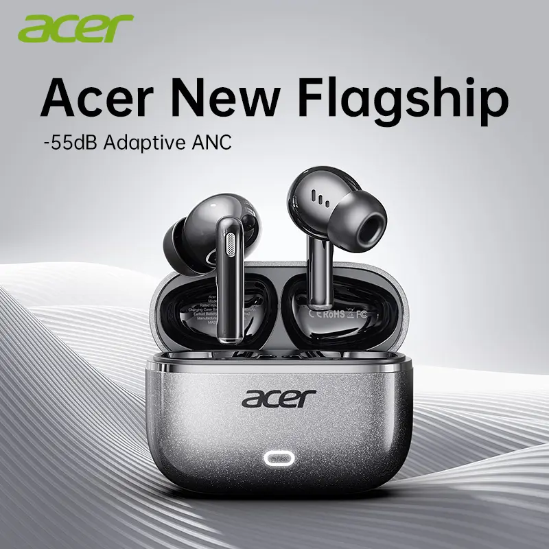 Acer OHR657 Clip TWS In-Ear Wireless Headset with ANC Noise Cancellation, Bluetooth 6.0, Sync Stable Connection, ANC+HD Calls, Long Battery Life, Comfortable Fit, Charging Support, Multi-Device Android Compatibility (Back to School)