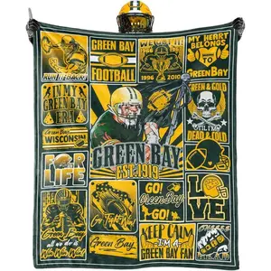 Green Bay Football Blanket Fan Gifts for Men Women Sport Throw Blanket Football Style Merch Gear  Cozy Sofa Bed