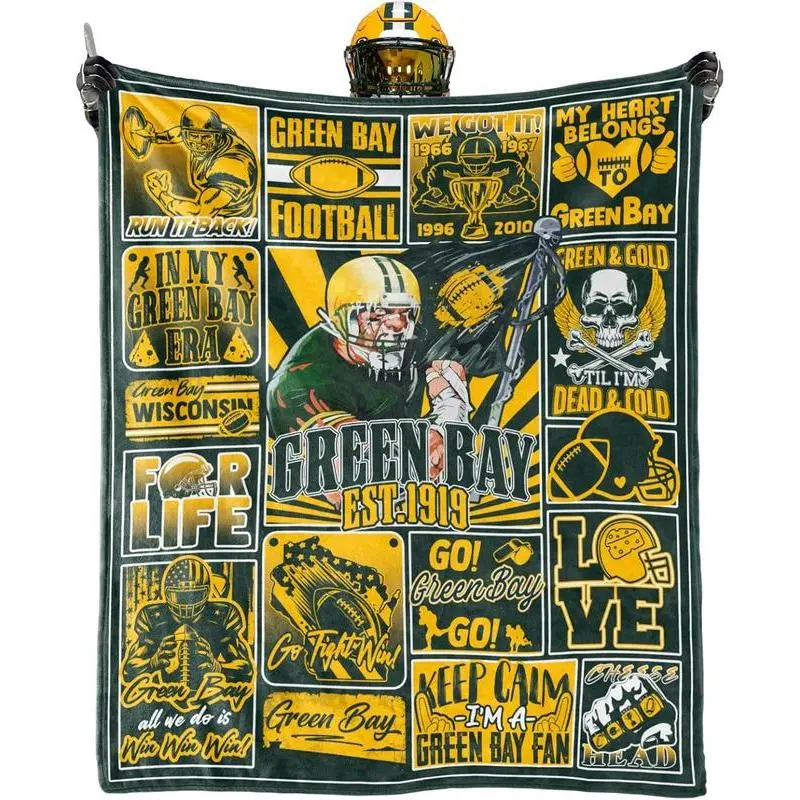 Green Bay Football Blanket Fan Gifts for Men Women Sport Throw Blanket Football Style Merch Gear  Cozy Sofa Bed