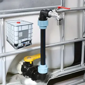 IBC Tote Barrel Height Increase Kit, Includes PE Pipe Fittings, Elbow Connector, Faucet Adapter & Thread Sealant for Water Storage Containers, Gardens, Garden Hose Connector