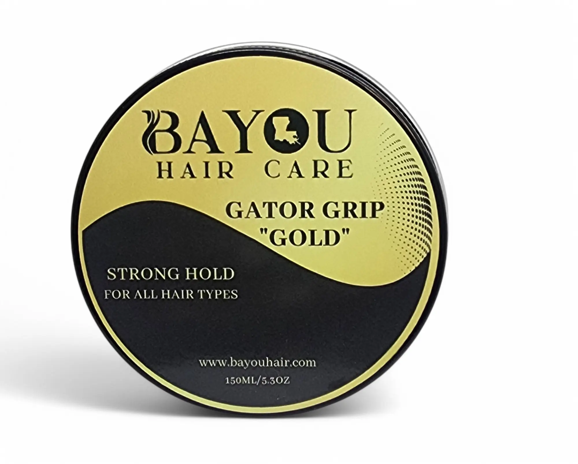 Bayou Hair Care Gator Gold Edge Control Gel - 150ml/5.3oz Aqua-Based, Smooth, Non-Toxic, Cruelty-Free, Brush-Compatible, Strong Hold, Frizz Control, No Residue, Shiny Finish for Curly Hair, All Types, Unisex Slick Back Styles