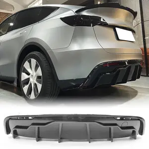 MODILOVER Rear Bumper Diffuser Lip Kit for Tesla Model Y 2020-2024, Carbon-Print PP Lower Valance Splitter