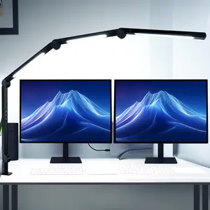 LED Desk Lamp with Clamp & Flexible Arm - 3 Light Sources, 4 Color Modes & 5 Brightness Levels, Eye-Caring Table Light with Memory Function