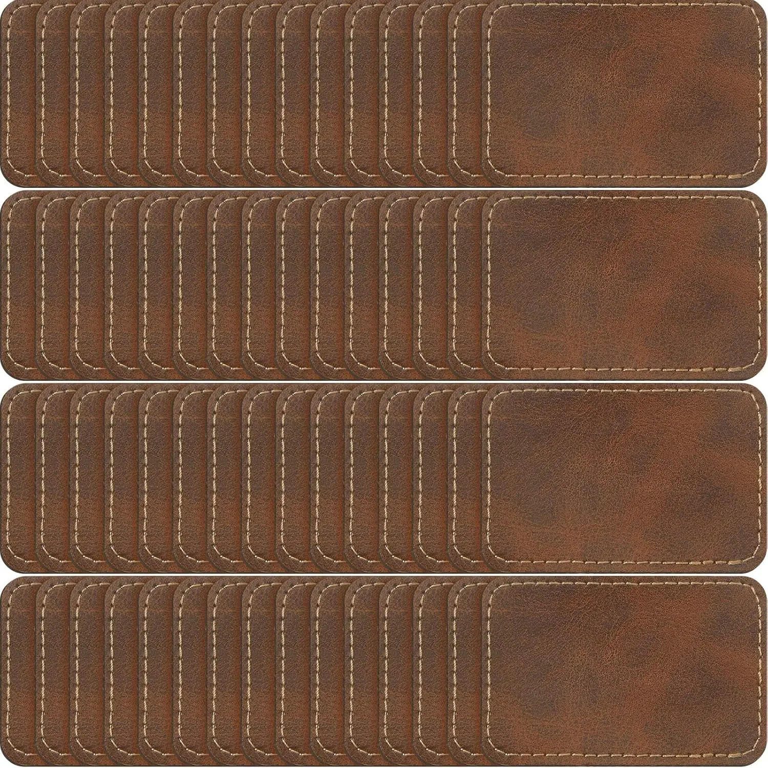 60 Pcs Rustic Faux Leather Patches for Hats, 3x2 Inch Golden Brown Blank Rectangles, Iron-On and Self-Adhesive for DIY Custom Engraving, Weddings, Custom Patches, Laser Engraving, Baby Showers, Birthday Parties, Rustic Look, 3 X 2 Inch, Blank Surface, Com