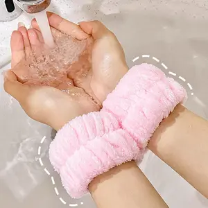Waterproof Wristband for Face Washing, Thick Plush Hair Tie, Anti-Splash Bathroom Accessory, Durable and Comfortable Design, Thickened Fabric