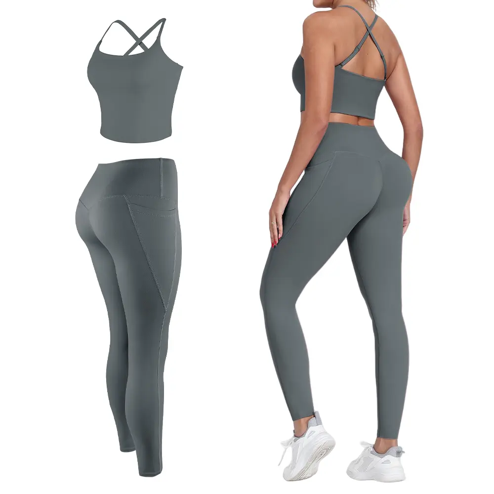 2-Piece Set - Bra+Legging - Gray