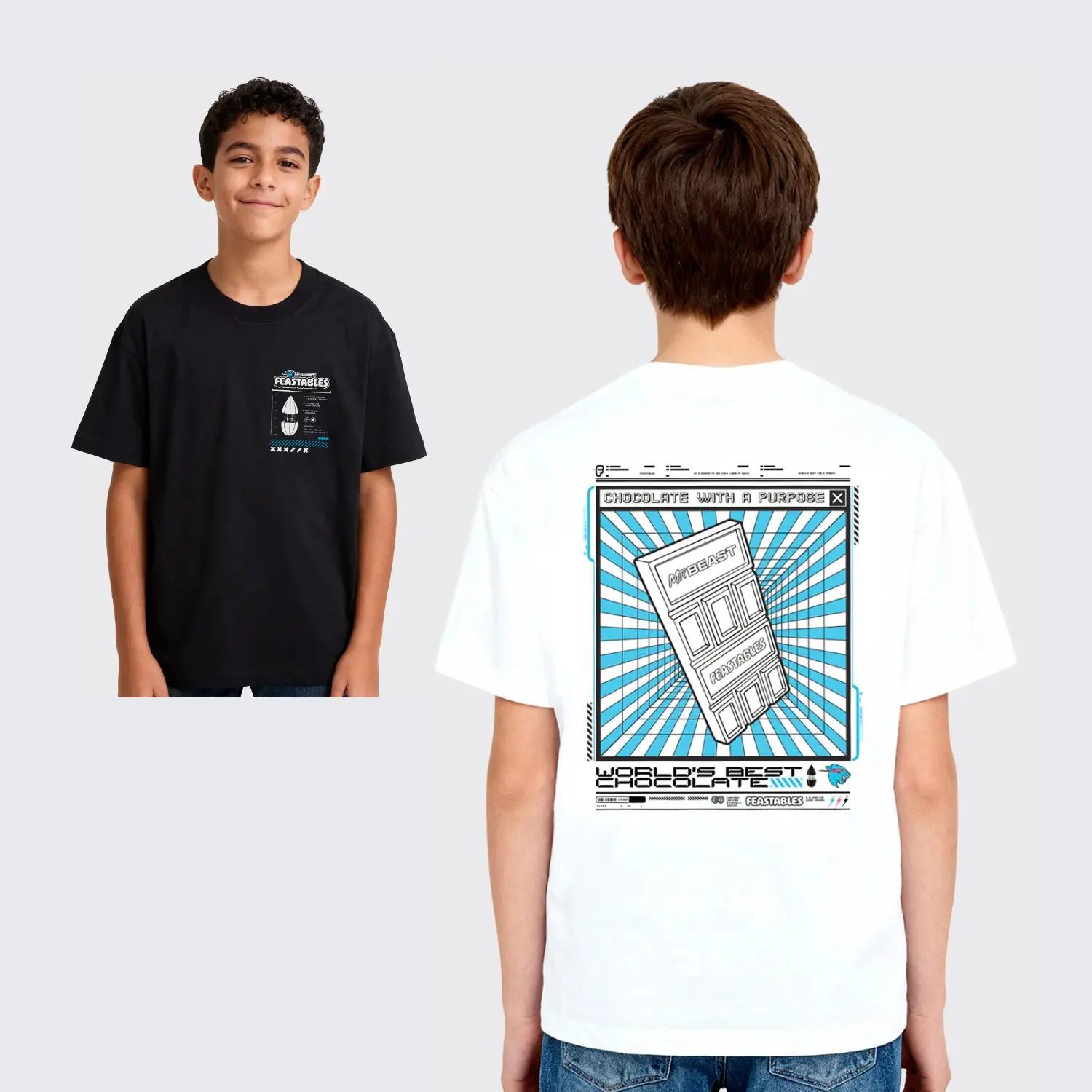 Feastables by MrBeast Young Adult Y2K Tee - Casual Relaxed Fit Crewneck Shortsleeve Tshirt