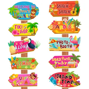 Hawaiian Luau Party Directional Sign, 20pcs Hawaiian Party Direction Signs Summer Tropical Party Direction Signs for Beach Pool Aloha Party Decorations Supplies