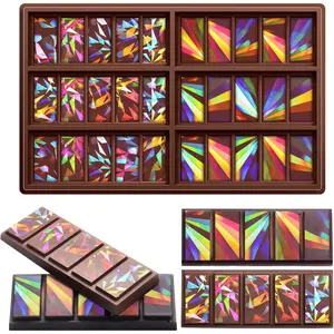 Holographic Chocolate Molds Resin Silicone Chocolate Bar Deep Thick Molds for Reusable DIY Baking Wax Melts(Windmill and Snowflake)