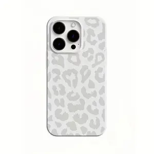 White leopard print mobile phone case, suitable for iPhone 16pro Max / 15 / 14 Plus / 13 / 12 / 11 protective cover, Christmas gift, New Year's gift, Easter gift, Halloween gift, give it to family and friends Protection Shockproof
