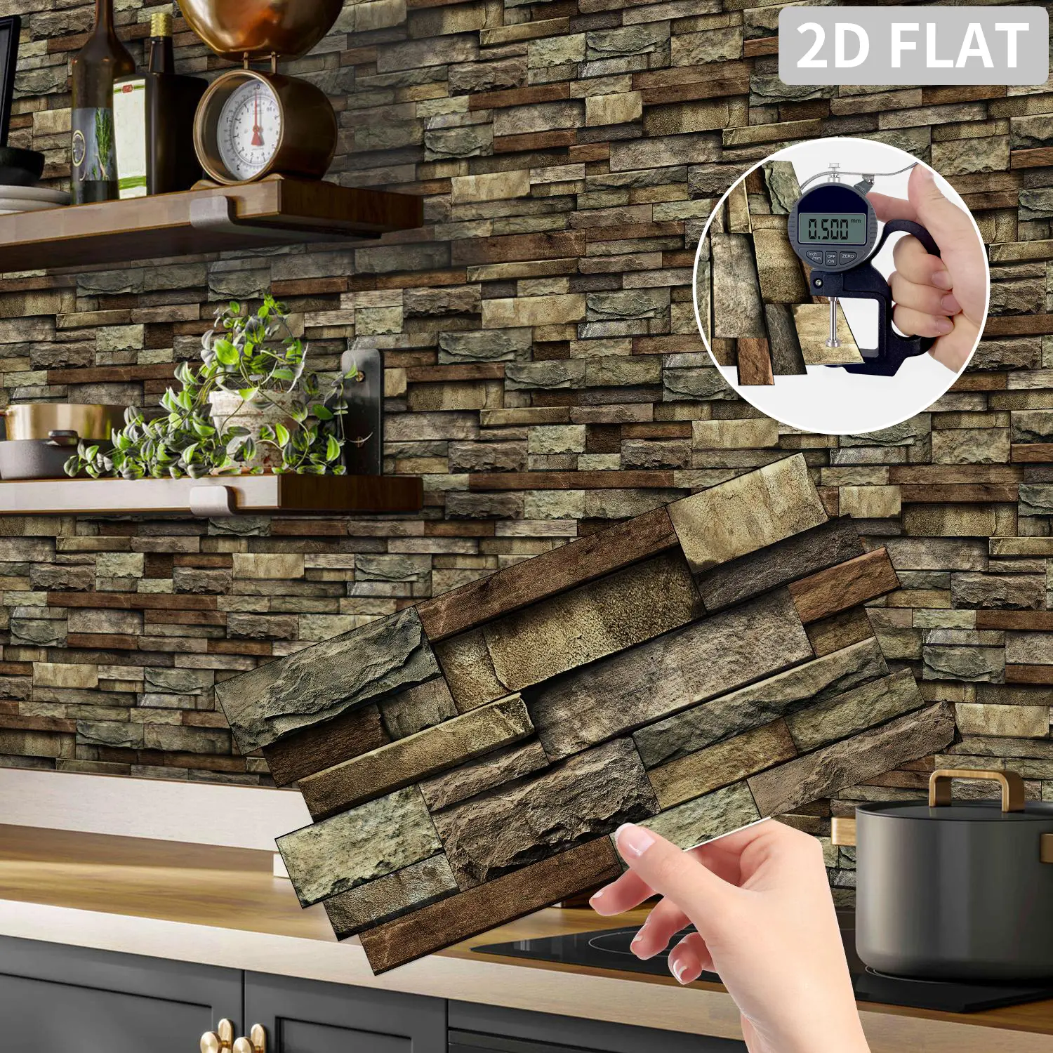 Faux Brick Pattern Wall Sticker, Self-adhesive Waterproof Oil-proof Peel and Stick Wall Decal, Wall Decor for Home Kitchen Bathroom Interior Walls, Peel and Stick Wallpaper Designs