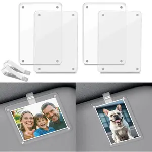 2/4/6PCS Magnetic Car Visor Photo Clip 2.5"x3.6" Wallet-Size Clear Acrylic Frame for Polaroid Go & Instax Mini Perfect Gift for Couples Stylish Home Decoration Accessory