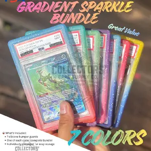 Graded Card Case Standard Cards TCG for Display PSA Gradient Sparkle Bundle Set - 7 Colors Complete High Quality TPU Card Protectors / Bumper Guards Frame Guard Standard Case