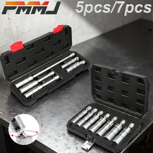 PMMJ 3/8in Drive Magnetic Swivel Spark Plug Socket Set,12 Point Design,9.5mm Universal Joint,Spark Plug Removal Tool,Car Motorcycle Universal Repair Socket,Flexible Engine Spark Plug Socket,auto engine repair tool, spark plug installation removal tool