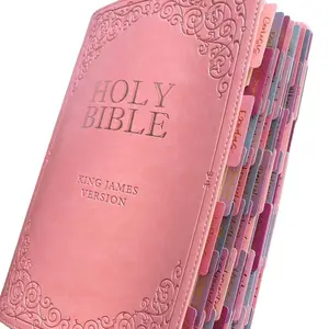 Pink Pre Tabbed Bible - Perfect for Beginners pretty pink holy Bible Bible study Pastel Daily Devotional Journal King James Version