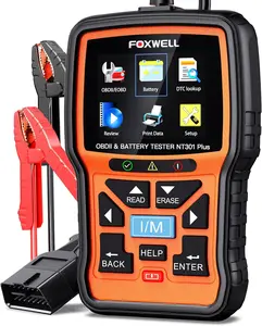 Upgraded NT301 – FOXWELL NT301 Plus 2-in-1 OBD2 Scanner & Battery Tester, Check Engine Code Reader, Professional 12V Cranking/Charging Diagnostic Tool