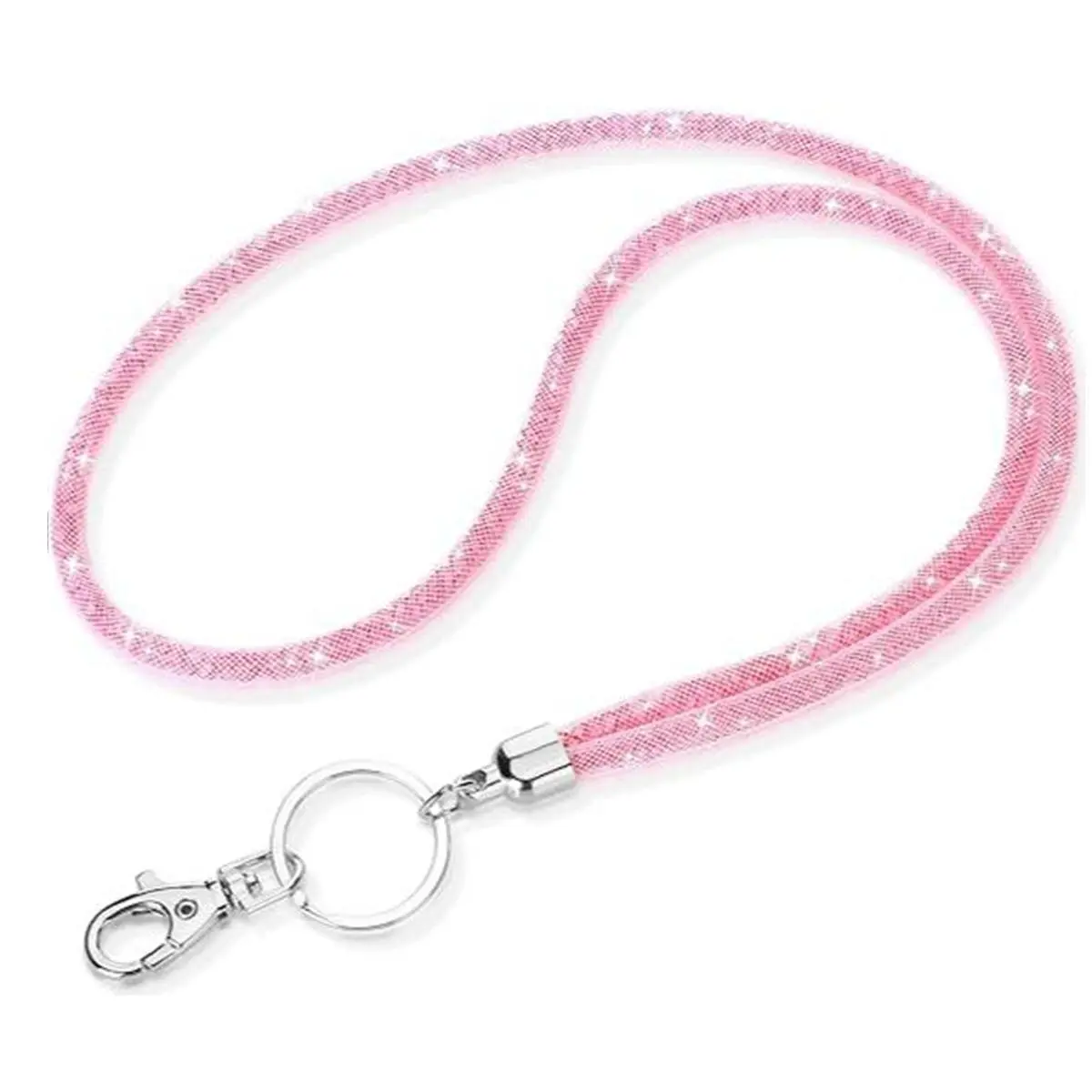 Rhinestone Decorated Lanyard, 1 Count Shinny ID Badge Holder Lanyard with Keychain, Identification Badges & Supplies for Teacher Nurse Office, Id Card Holder