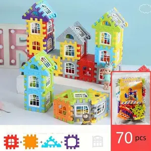 Large House Building Blocks Toy, Plastic Intelligence Puzzle House, Big Grains Assembly Toy for Ages 3-6, Diy Model Kit, Building Block Sets