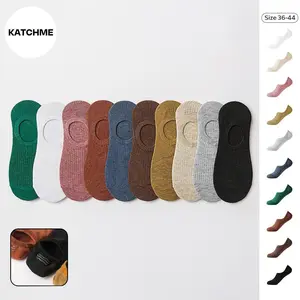 KatchMe Women's Versatile Plain 10-Pack Ribbed No-Show Socks, Solid Color Cotton Socks, Comfortable Socks for All Seasons, Multi-Pack Invisible Socks