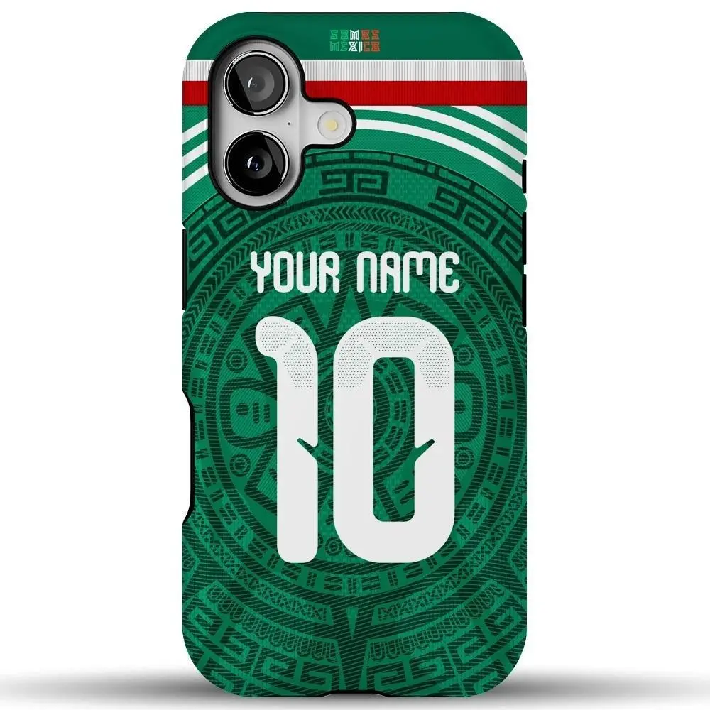 Custom Mexico Soccer Jersey Personalized Name Number Mexican Football Fan Sports Phone Case for iPhone 17 16 15 14 13 12 Pro Max Mini Samsung S26 S25 S24 S23 S22 S21 Ultra Plus FE MagSafe compatible