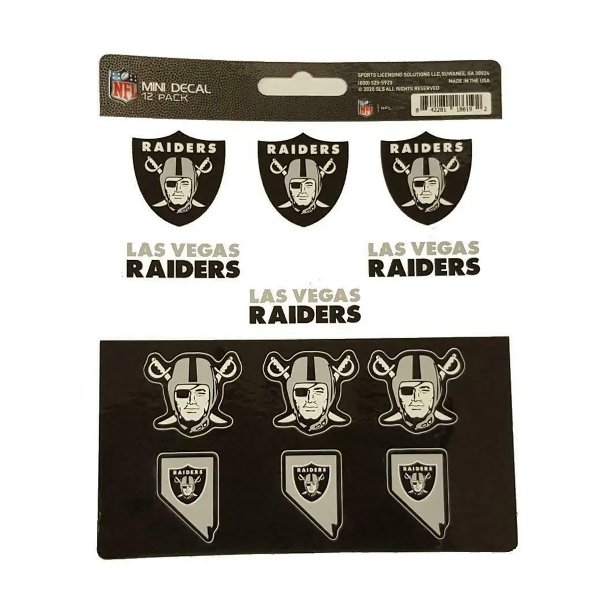 Fanmats 4228118619 Las Vegas Raiders 12-Pack 1 Inch UV Resistant Logos Vinyl Decals - Automotive Graphic, Side Car Long Wearing Sports-Themed Sticker Assortment for Cars