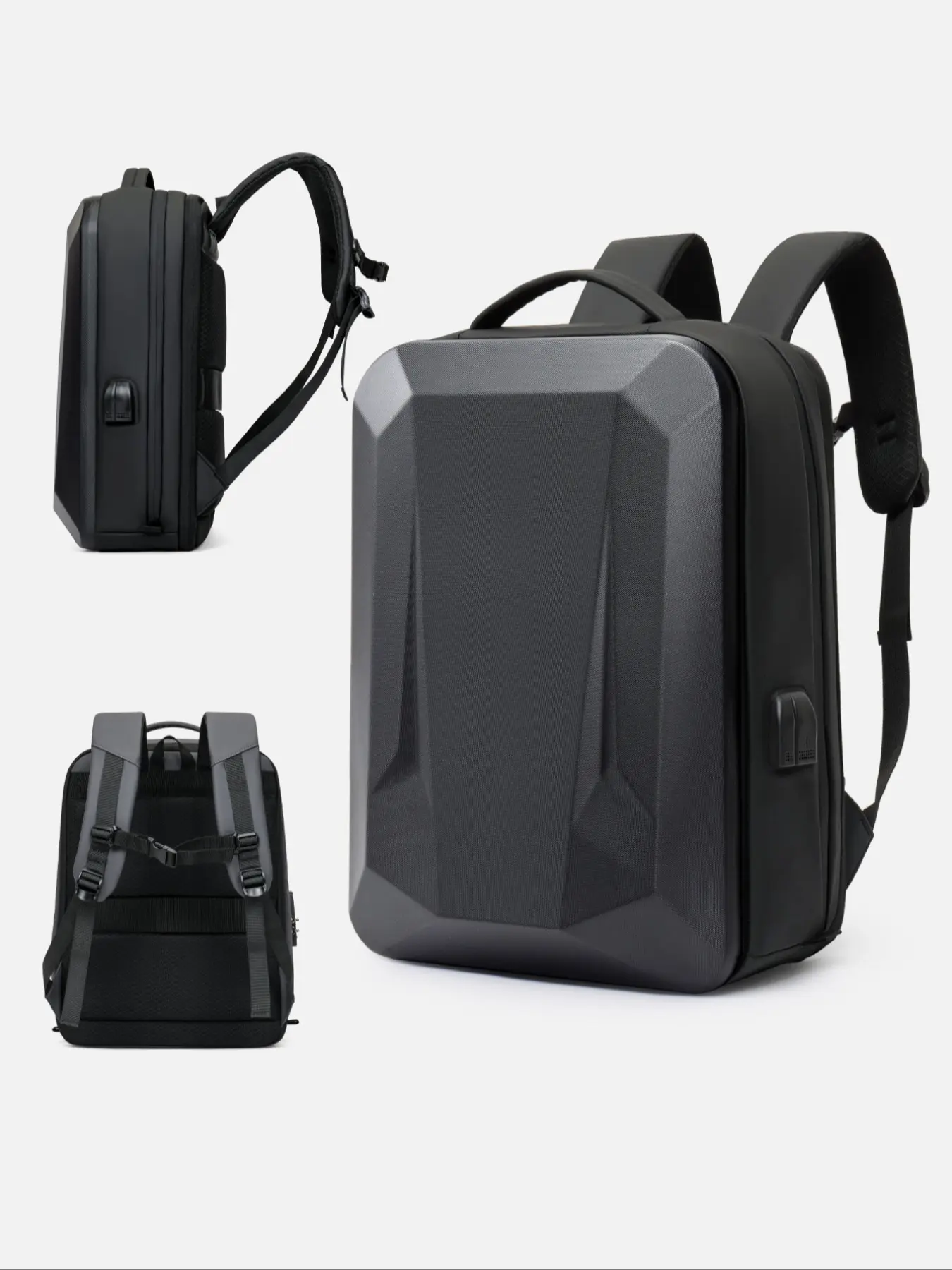 Anti-Theft Hard Shell Backpack 15.6 Inch, Expandable Slim Business Travel Laptop Backpack for Men & Women, Laptop Bag with Password Lock, Traveler Essentials Backpack