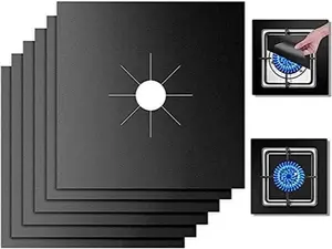 10PCS Stove Burner Covers, Double Thickness Non-Stick Gas Range Protectors, Reusable Heat-Resistant & Easy Clean (Black)
