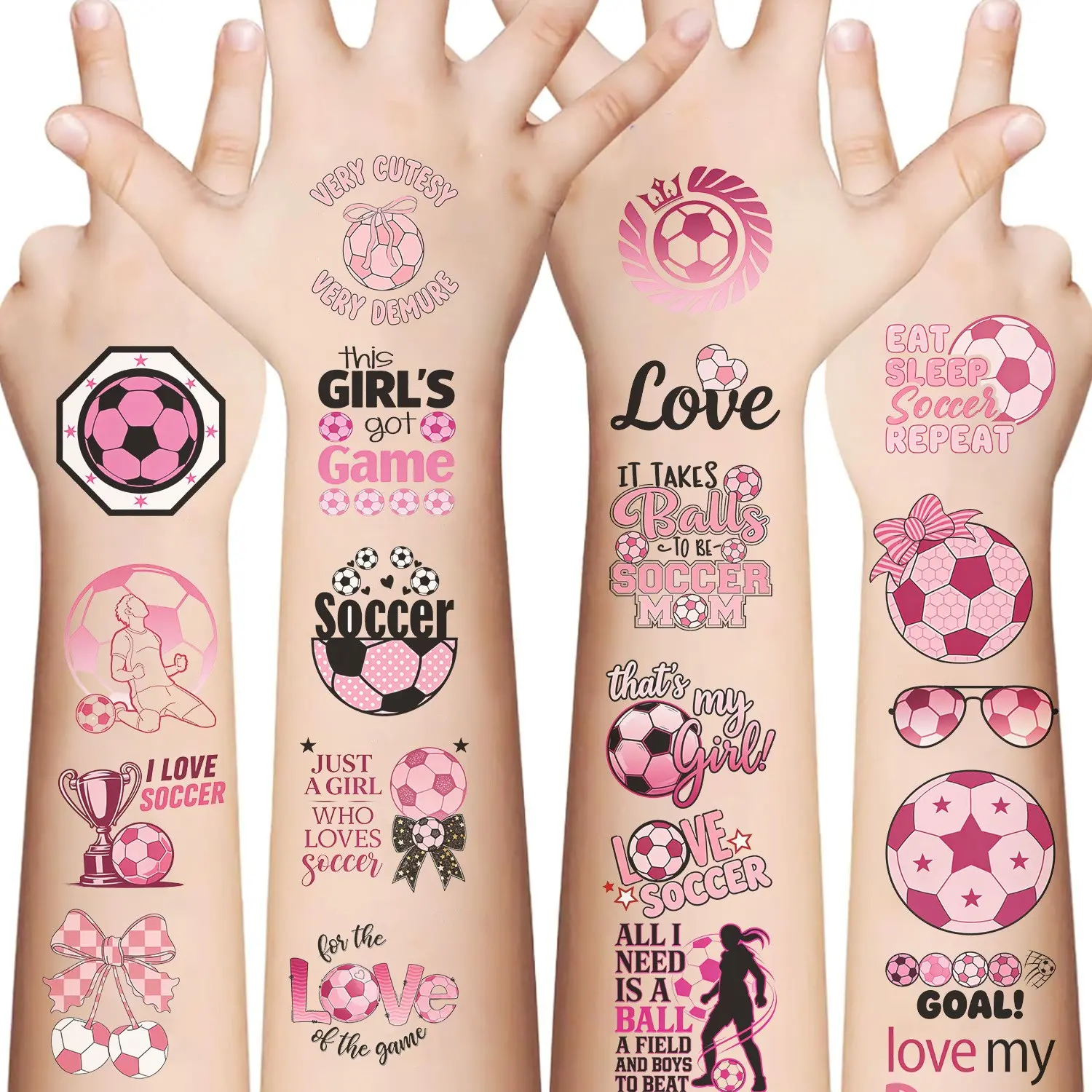 10 Sheets Soccer Temporary Tattoos for Adults, Sports Theme Birthday Party Favor, Fun Cartoon Design Decorations & Gift Ideas