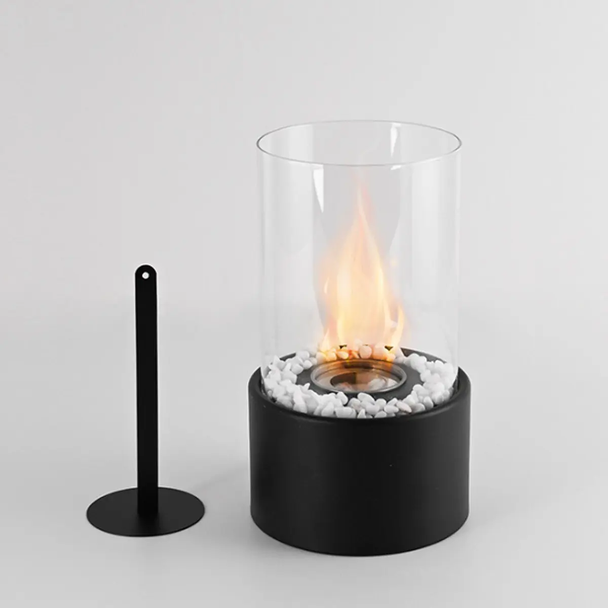 Alcohol Fireplace Lamp, Indoor Real Fire Fireplace, Stainless Steel Small Heating Stove, Round Glass Alcohol Fireplace, Home Decor