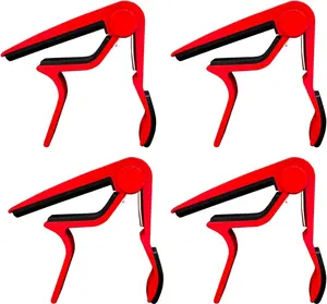 5 Core Guitar Capo 4PCS 6 String Steel Heavy Duty Metal Alloy Capo for Acoustic and Electric Guitars Ukulele Mandolin Banjo Instrument Accessories for Student or Professional Red