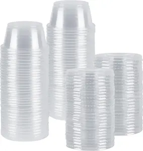 Green Direct 3.25 oz. Plastic Disposable Jello Shot Cups with Lids - 100 Sets for Souffle, Condiment, Salad Dressing, and Portion Control Pack
