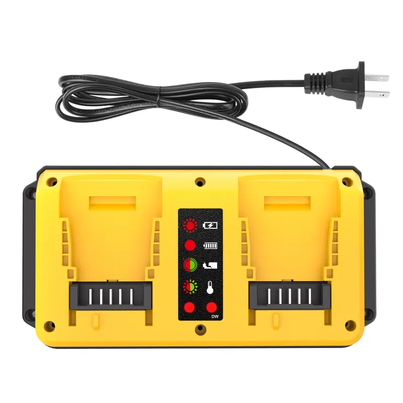 Devvalt Dual-Bay Multi-Port Rapid Power Tools Charger Station for Users, Compatible with 18V/20V Lithium Batteries, Equipped with Status Light Glow, Temp Protect, User-Friendly Design