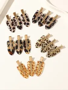 3pcs New Vintage Leopard Print Hair Clips for Women, No-Trace Side Bangs Clamps, Suitable for Daily Wear, Commuting, Office, Hair Accessory