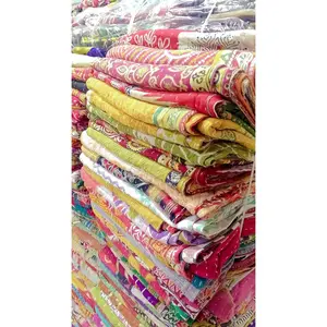 5-piece set vintage handmade tribal kantha quilt, hippie bohemian old saree patchwork blanket throw, twin size