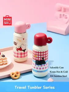 MINISO Go Play Series Large Capacity Insulated Water Bottle, Cute Design for Students School Use, Portable Leak-Proof Stainless Steel Thermal Cup Keeps Drinks Hot & Cold