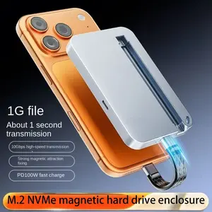 M.2 Nvme Magnetic Hard Drive Case, 2tb Capacity, 10gbps High-Speed Transfer, Pd100w Fast Charging, Compatible with 2230/2242/2260/2280 Ssds