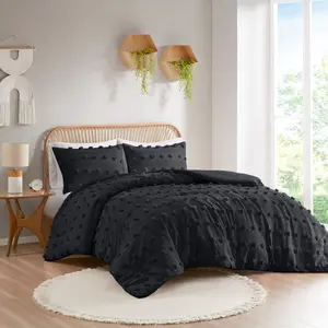 360 Stand Intelligent Design ID10-2369 Lucy Clip Jacquard Comforter Set, 68x90x1 in, Black, Soft Decorative Bedding Set - Twin & Twin Extra Large, Soft Bedding Set