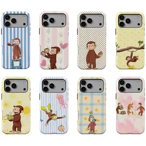 New Style Curious George Phone Case for iPhone 17 Pro Max Air 16 Pro 15 14 Plus 13 12 11 Luxury Double-layer