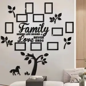 3D Acrylic Photo Frame Wall Decor, 1 Set DIY Photo Collage Gallery Wall Sticker, Wall Decor for Home Office Wedding School, Wall Gallery Frames, Ornaments, Home Decor Accessory