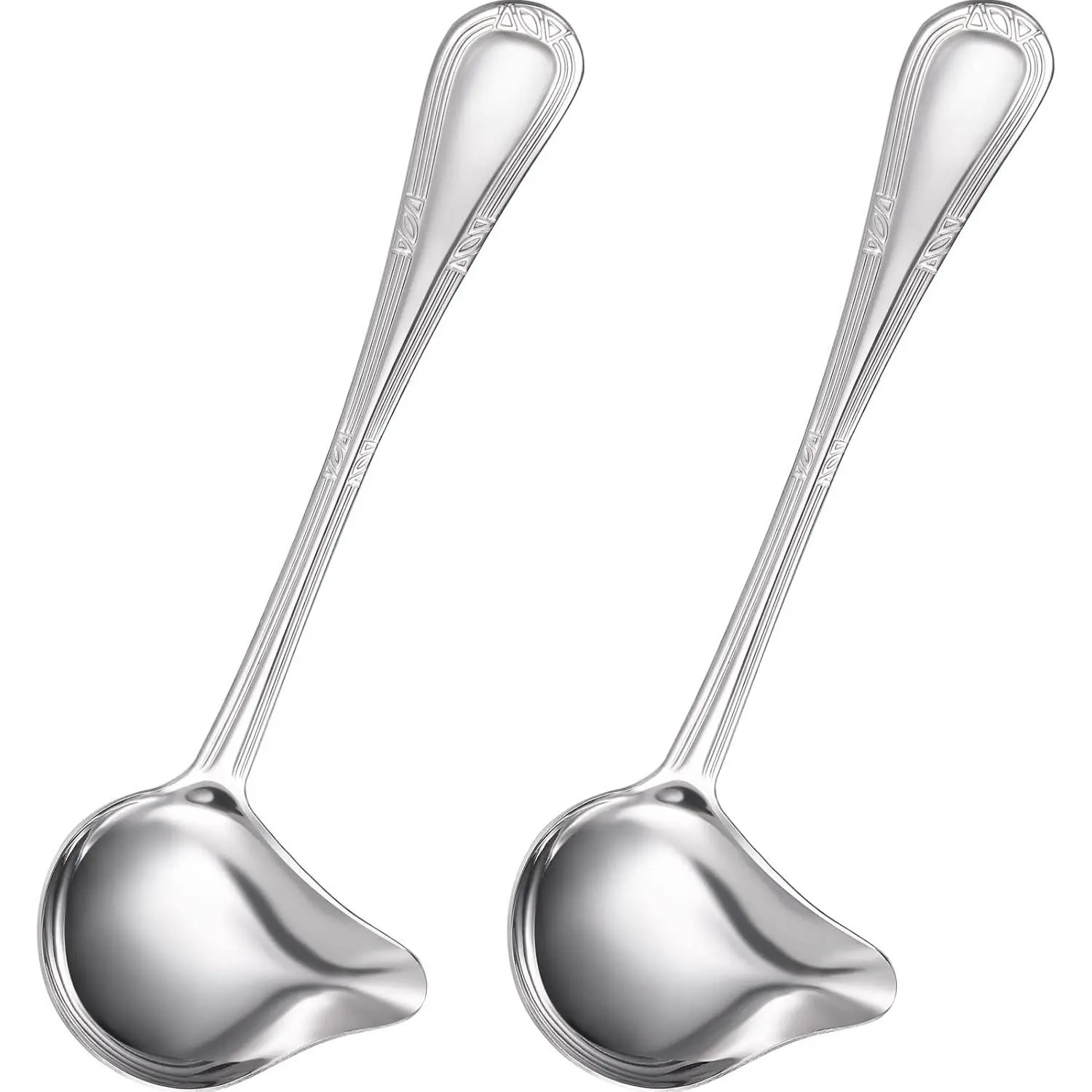 2 Pieces Small Ladle Gravy Drizzle Spoon 1 Ounce Stainless Steel Saucier Sauce Soup for Spooning Gravies and Sauces