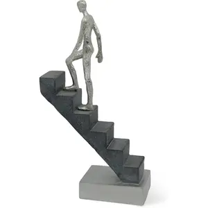 11" Modern Marble Resin Abstract Sculpture - Pedestal Table Decoration, Motivational Desk Figure, Aesthetic Gift for Living Room & Office