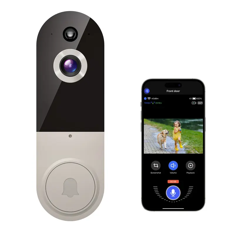 1080P Wireless Video Doorbell Camera AI Detection, Smart Home Security System with 2-Way Audio & Night Vision, Battery Powered, 2.4G WiFi Only