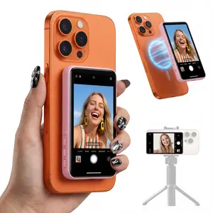 LuliLi Magnetic Phone Vlog Selfie Monitor Screen,Back Camera Selfie Monitor with Bluetooth Remote Control,1080P Wireless Recording,for Selfie Vlog Live Broadcast,Compatible with iPhone and Android System