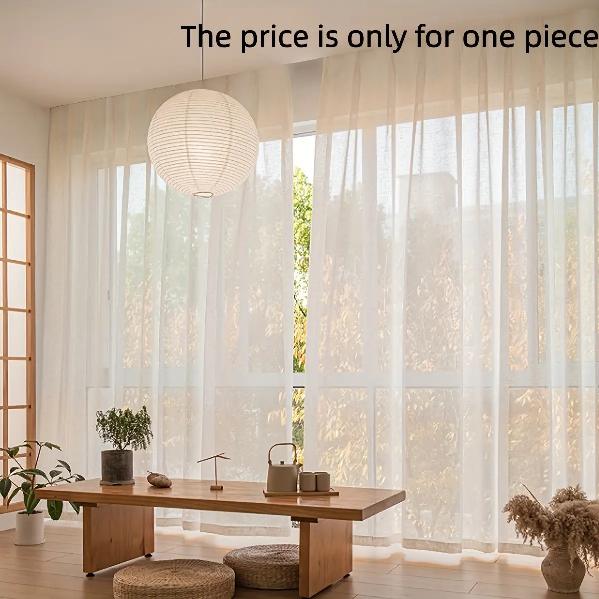 1PC Boho Style Linen Sheer Curtain Window Drapes, Rod Pocket Design, Ideal for Living Room, Bedroom, Balcony, Rural Home Decor, Home Decoration Curtain, Window Curtains, 1pc